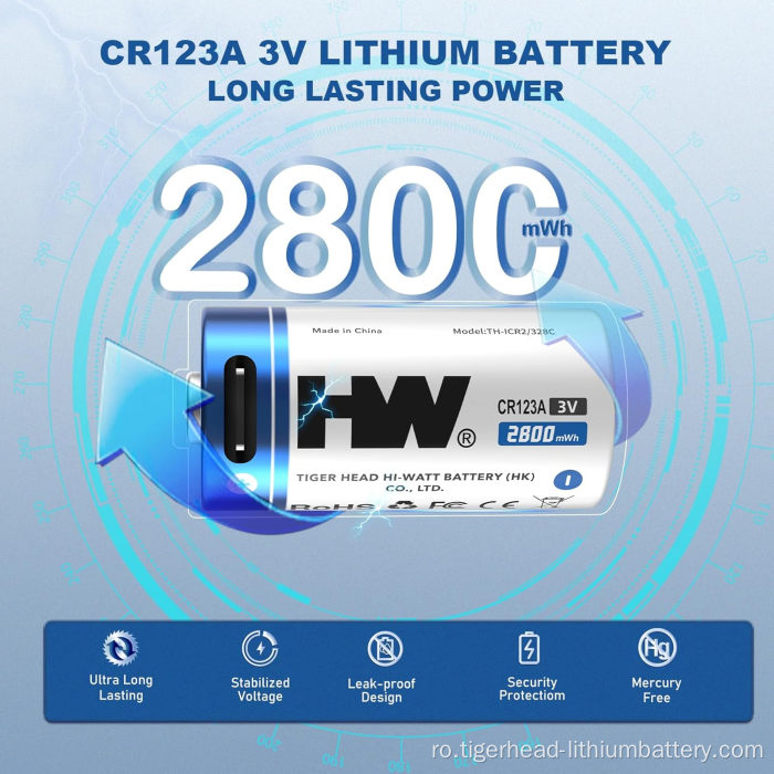 4 bucăți 3 V RCR123A 2800 mWh USB-C baterie litiu reîncărcabilă